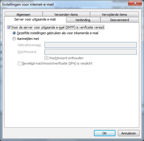 E-mail instellen Outlook 2010 stap 6