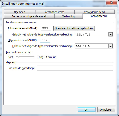 E-mail instellen Outlook 2010 stap 7